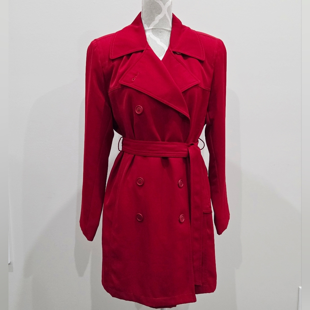 Gallery Red Double-Breasted Trench Coat